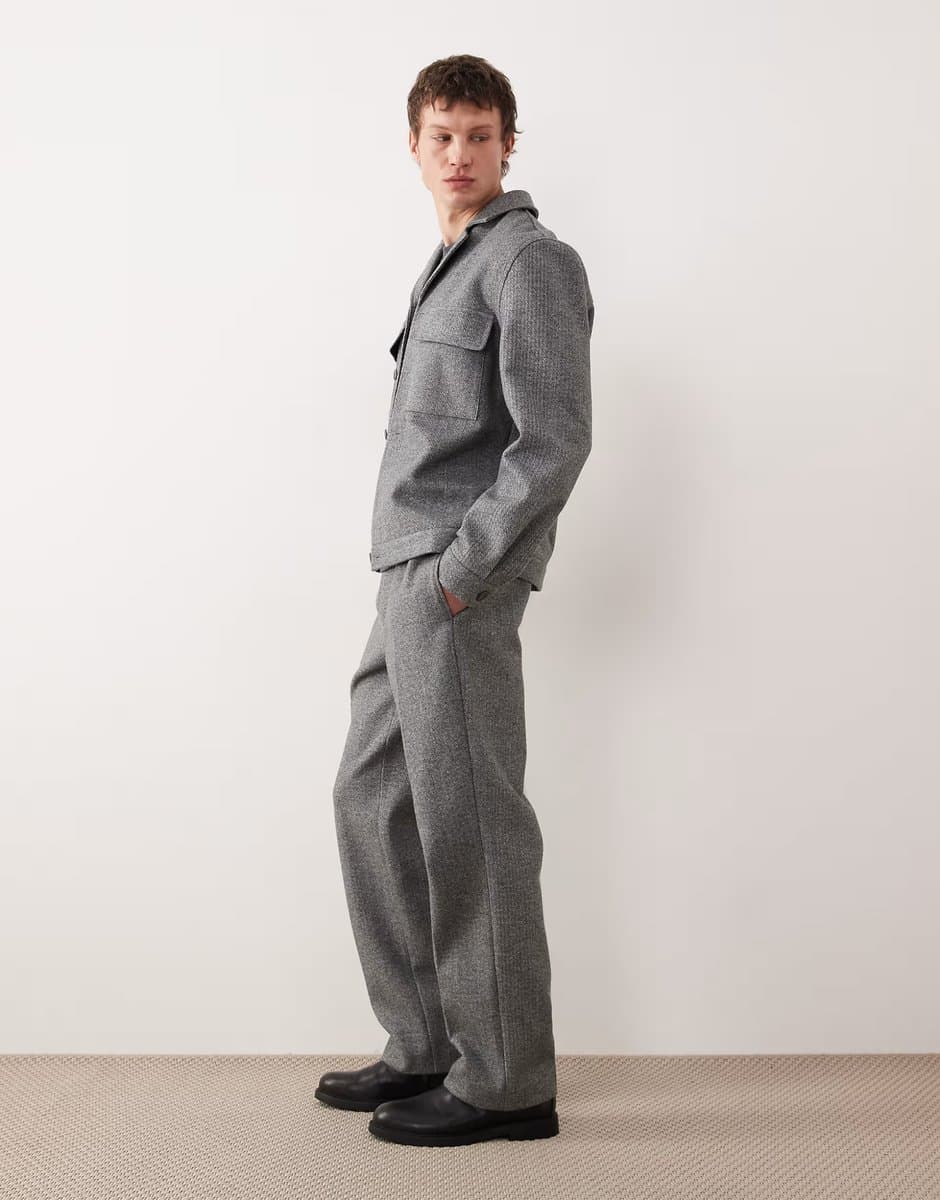ASOS ASOS DESIGN smart co-ord brushed twill straight trousers in charcoal