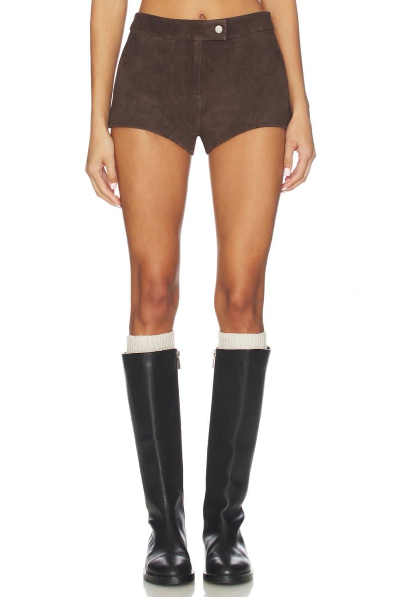 revolve Revolve Courtney Zheng Suede Mini Short in Dark Brown