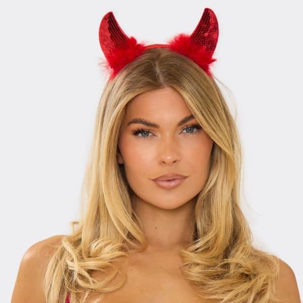 EGO EGO Devil Headband with Faux Fur in Red Sequin