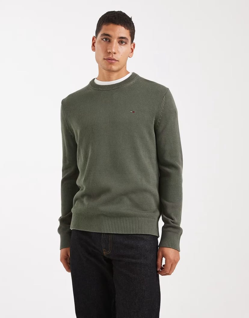 ASOS Tommy Jeans essential jumper in dark green - 1
