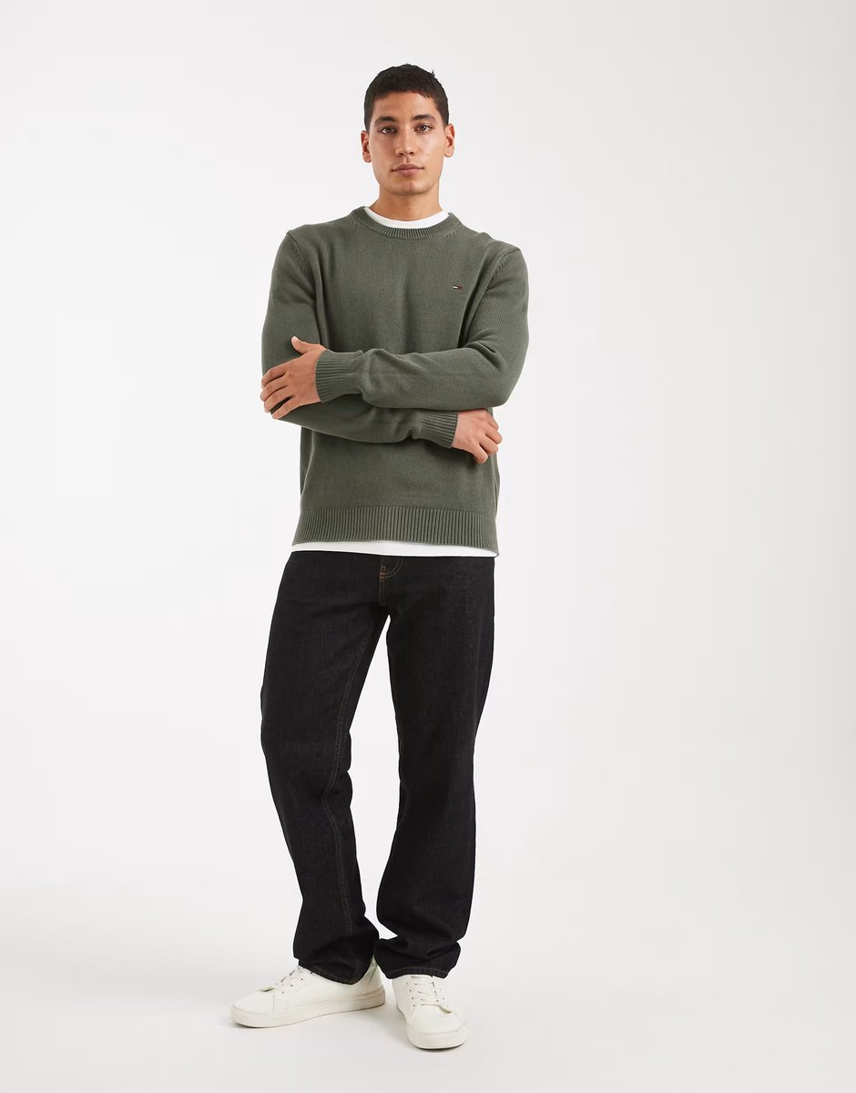 ASOS Tommy Jeans essential jumper in dark green - 2