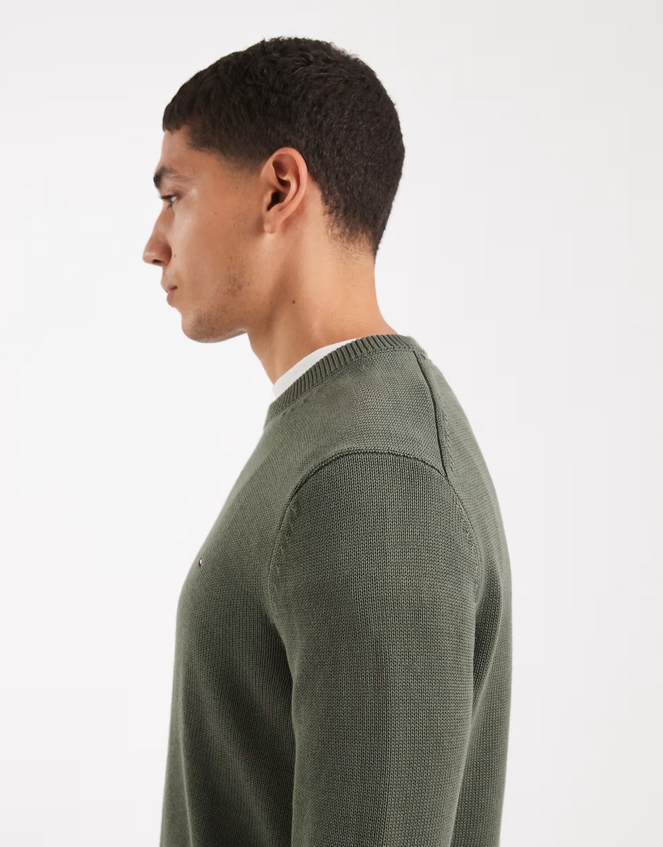 ASOS Tommy Jeans essential jumper in dark green - 4