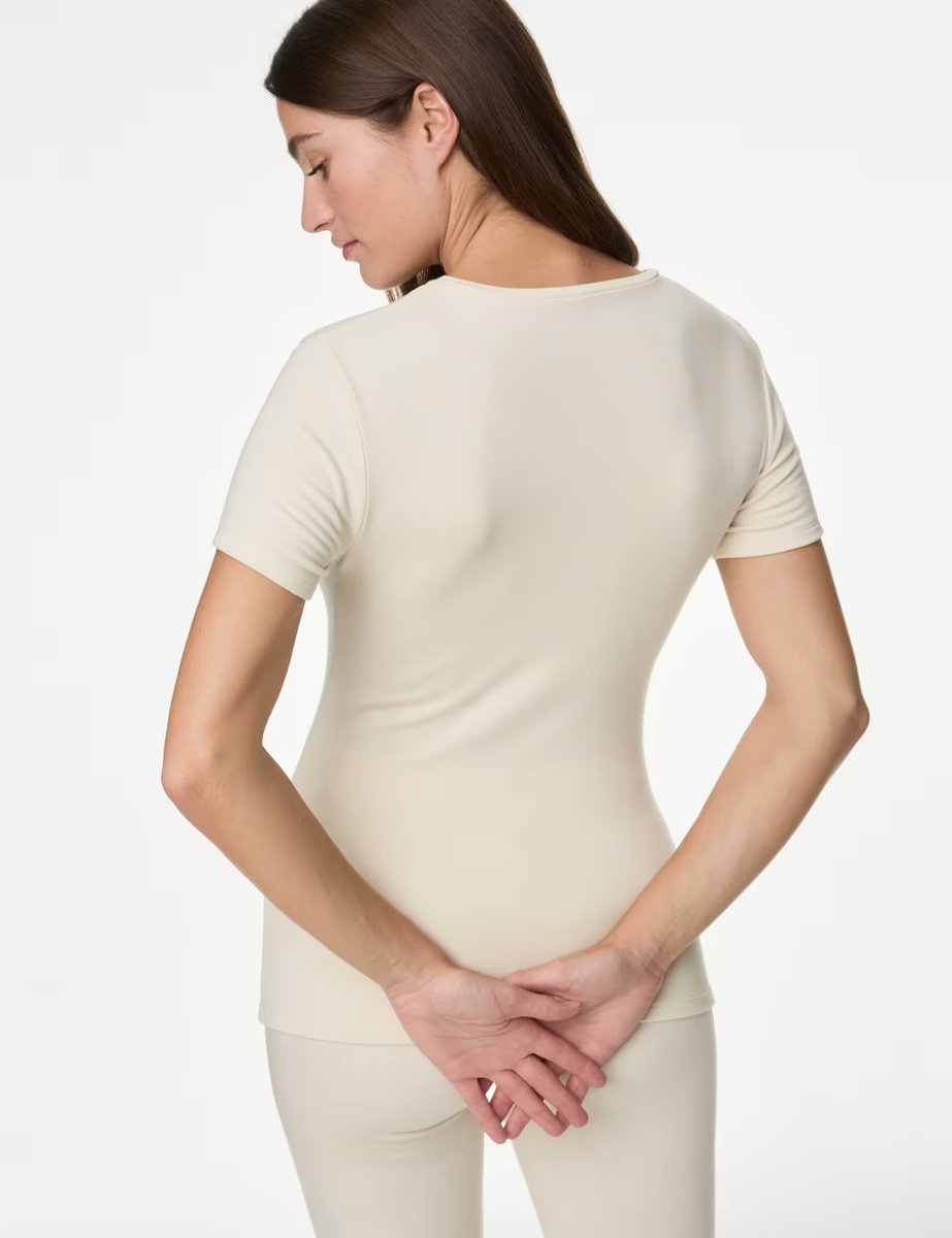 Marks & Spencer M&S Heatgen™ Medium Short Sleeve Thermal Top Cream - 4