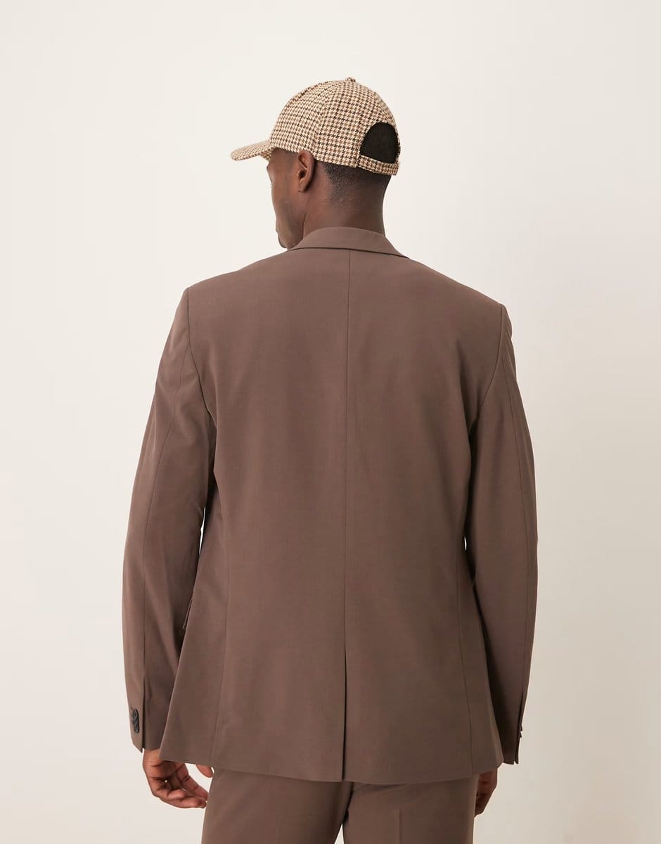 ASOS ASOS DESIGN four way stretch skinny fit suit jacket in brown - 4