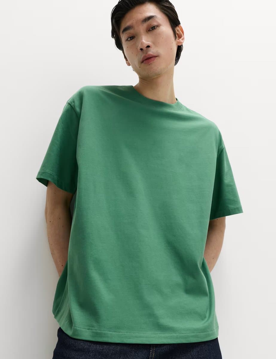 Marks & Spencer M&S Oversized Pure Cotton T-Shirt in Emerald