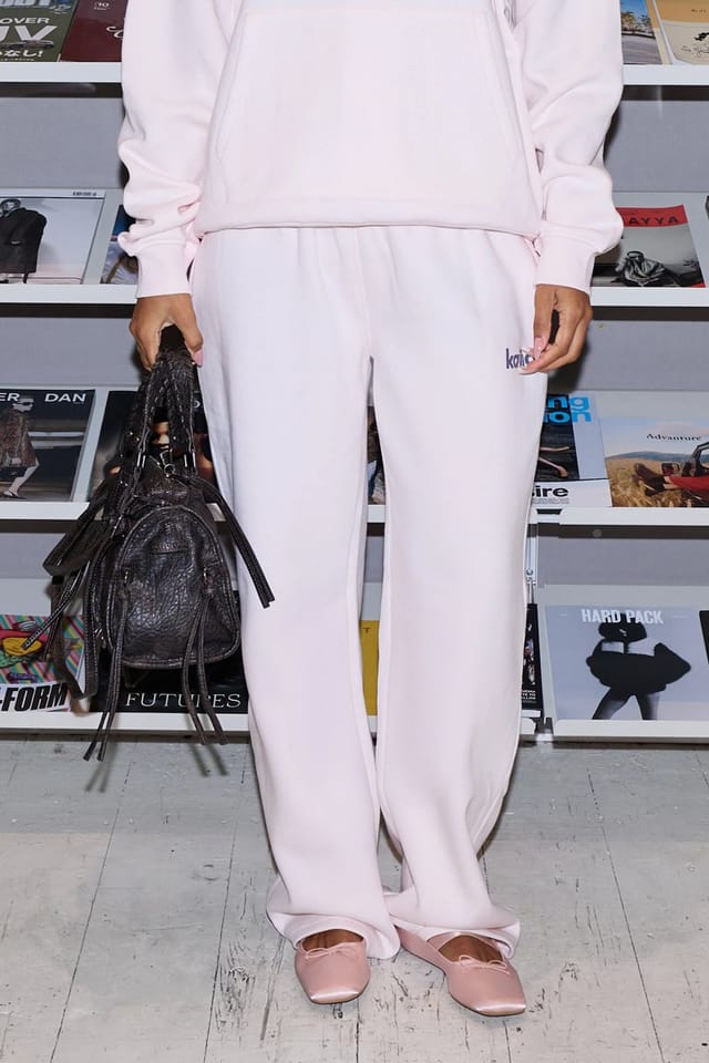 Kaiia Kaiia Star Wide Leg Joggers Shell Pink & Dark Grey - 3