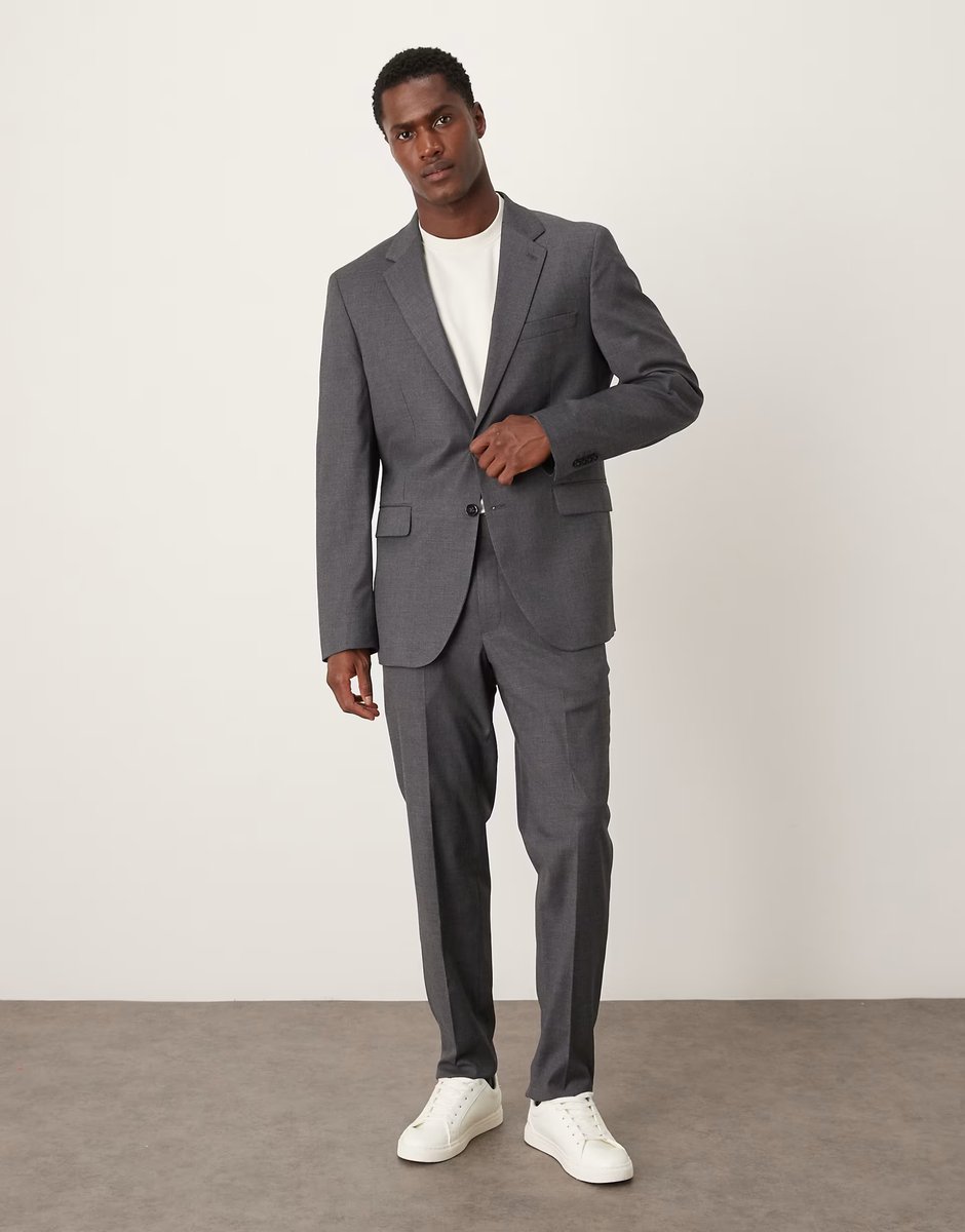 ASOS Mango Milan slim fit blazer co-ord in grey - 2