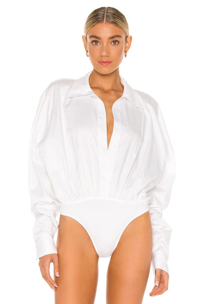 revolve Oversized Boyfriend Shirt Bodysuit - 2