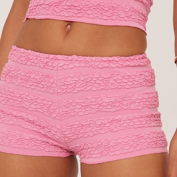 EGO Low Rise Micro Shorts In Pink Texture, Women's Size UK 10 - 2