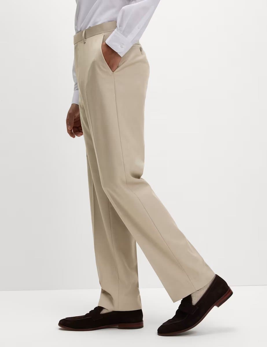 Marks & Spencer M&S Regular Fit Stretch Suit Trousers Neutral