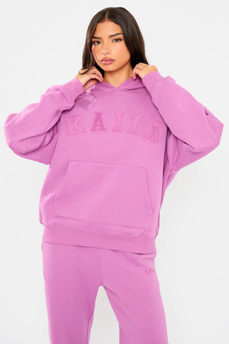 Kaiia Kaiia Slogan Oversized Hoodie Fuschia
