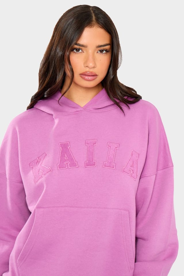 Kaiia Kaiia Slogan Oversized Hoodie Fuschia - 2