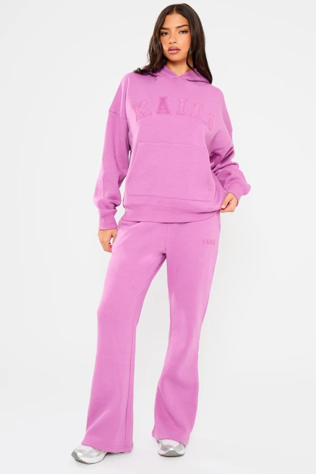 Kaiia Kaiia Slogan Oversized Hoodie Fuschia - 3
