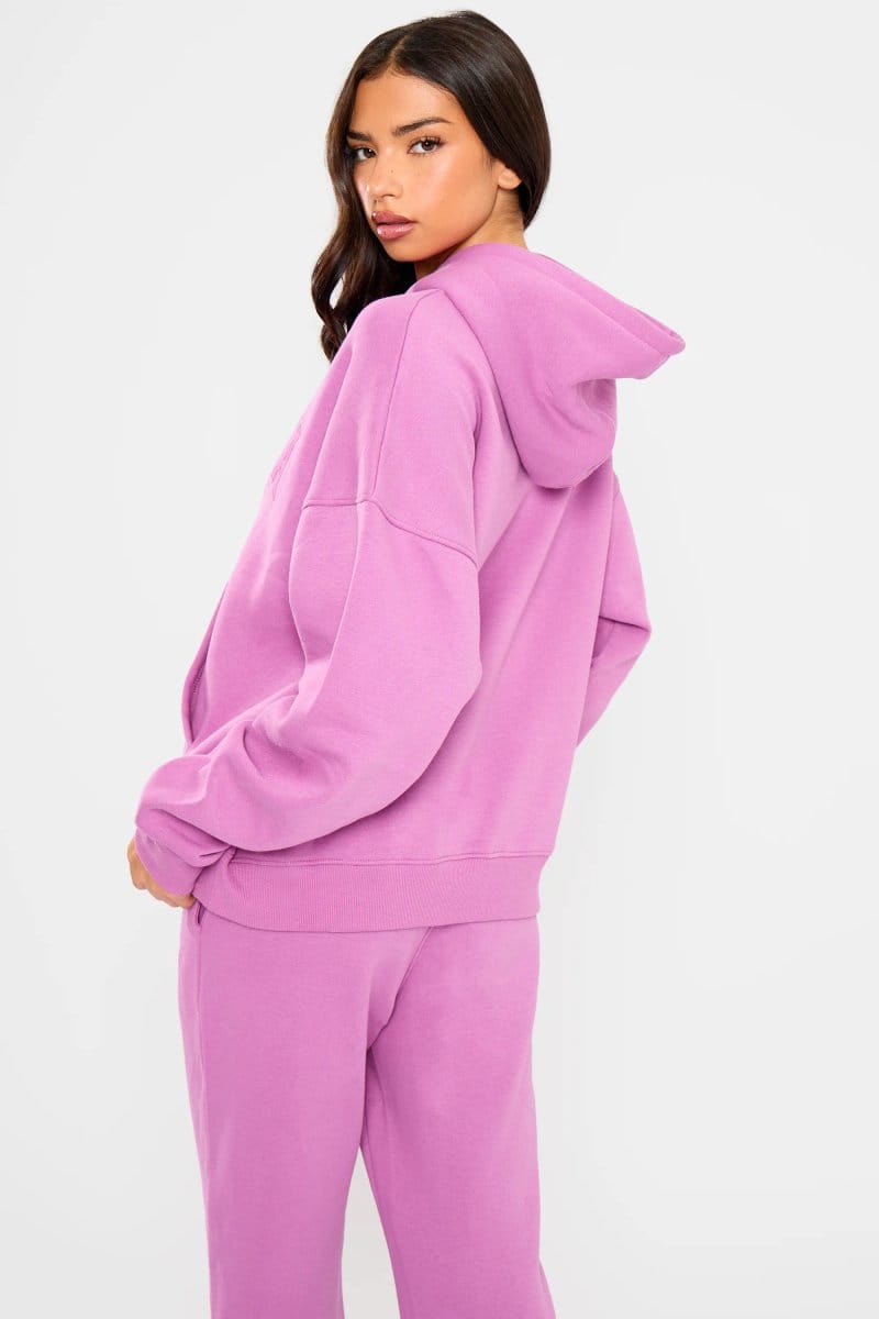 Kaiia Kaiia Slogan Oversized Hoodie Fuschia - 4