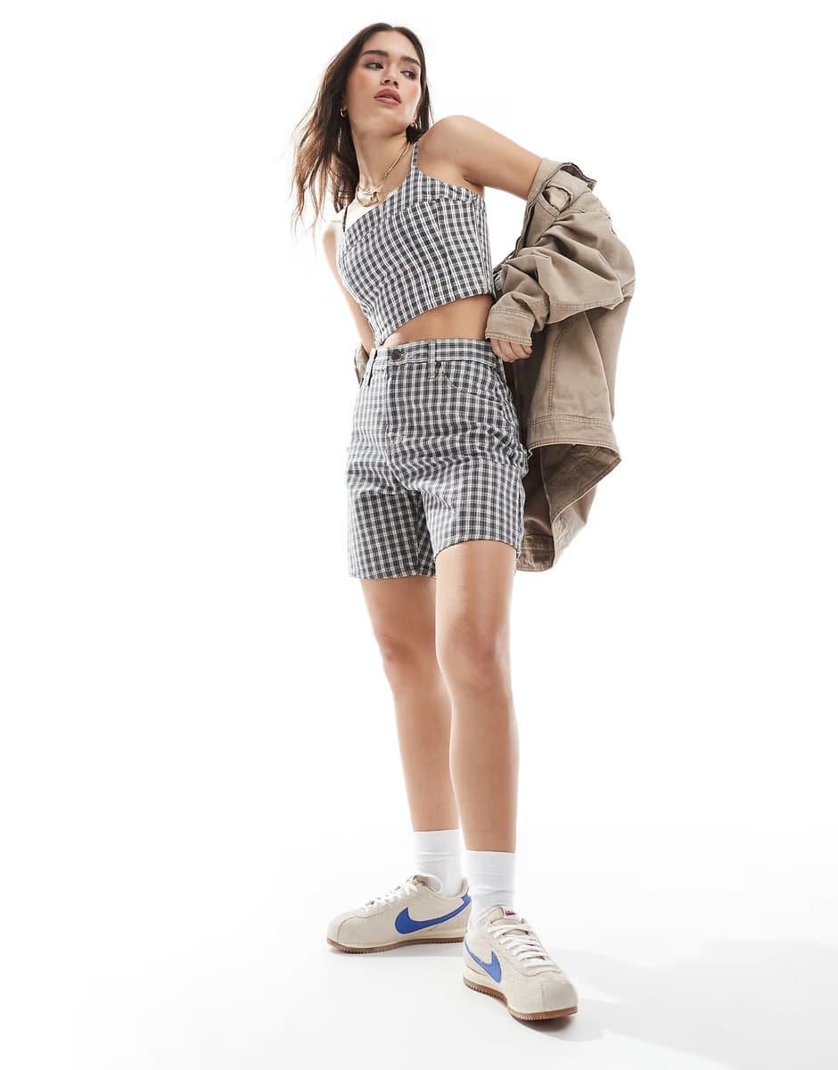 ASOS Levi's denim checked shorts co-ord in black
