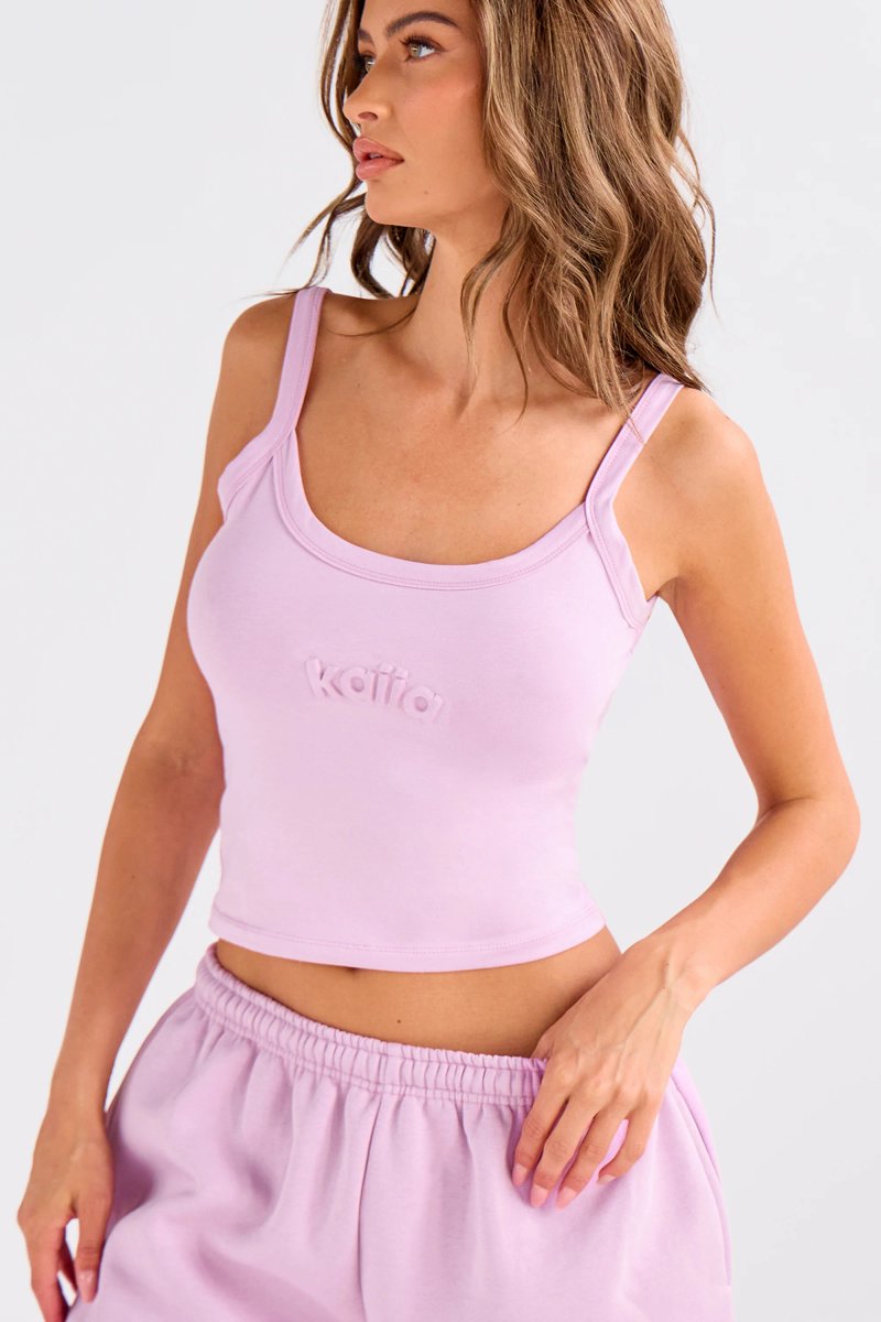 Kaiia Kaiia Embossed Logo Cami Top Parma Violet - 3