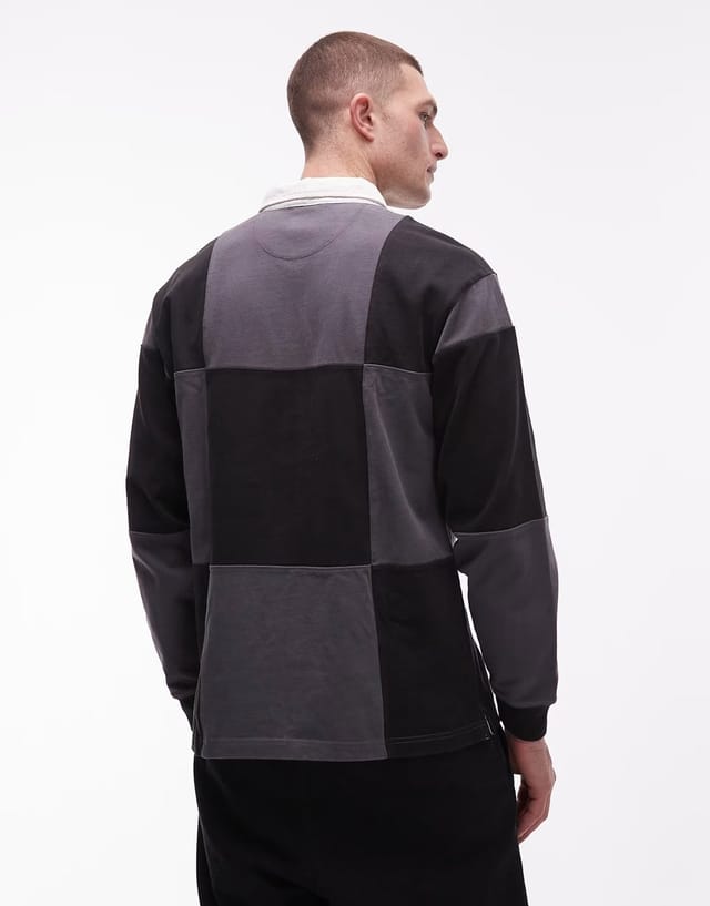 ASOS Vans grant checkerboard rugby knitted jumper in black - 3