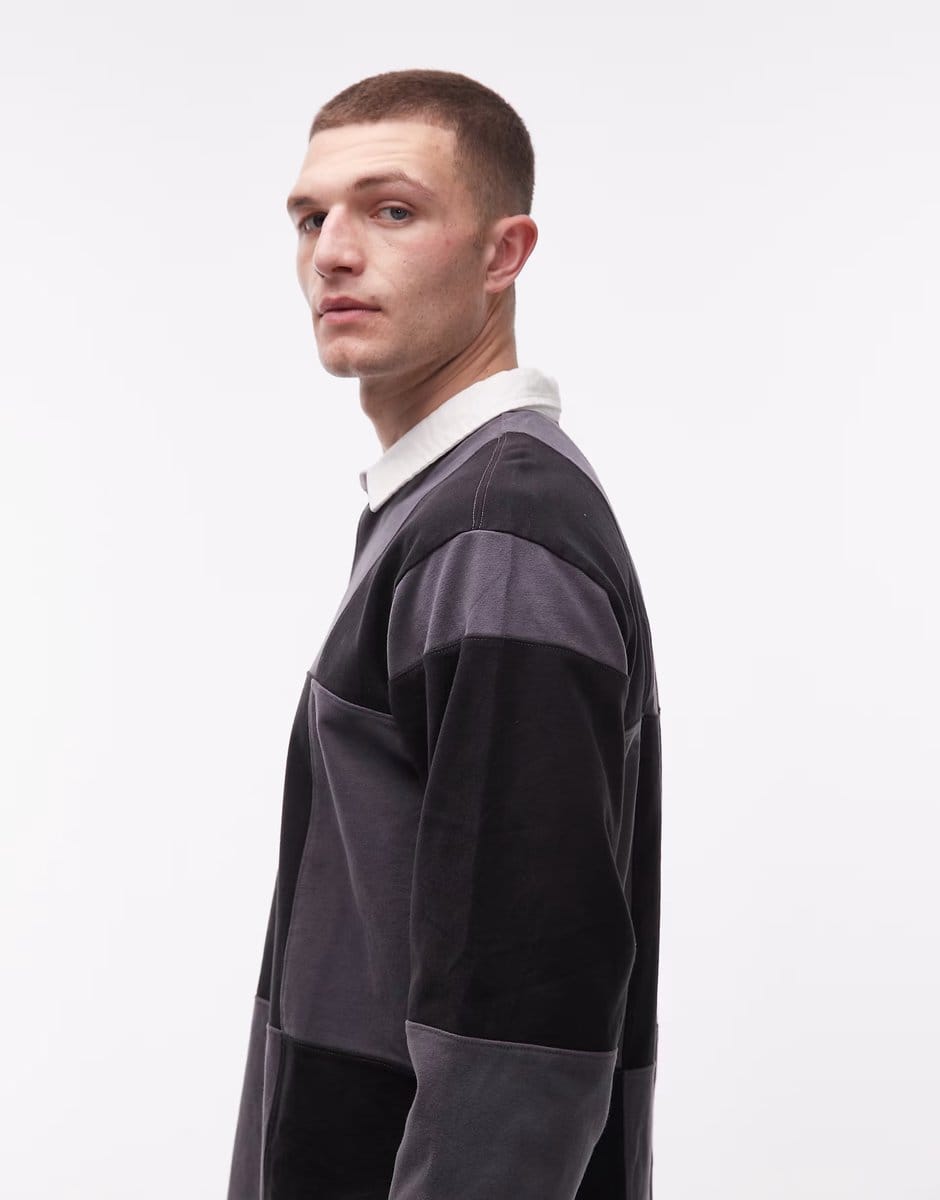 ASOS Vans grant checkerboard rugby knitted jumper in black - 4