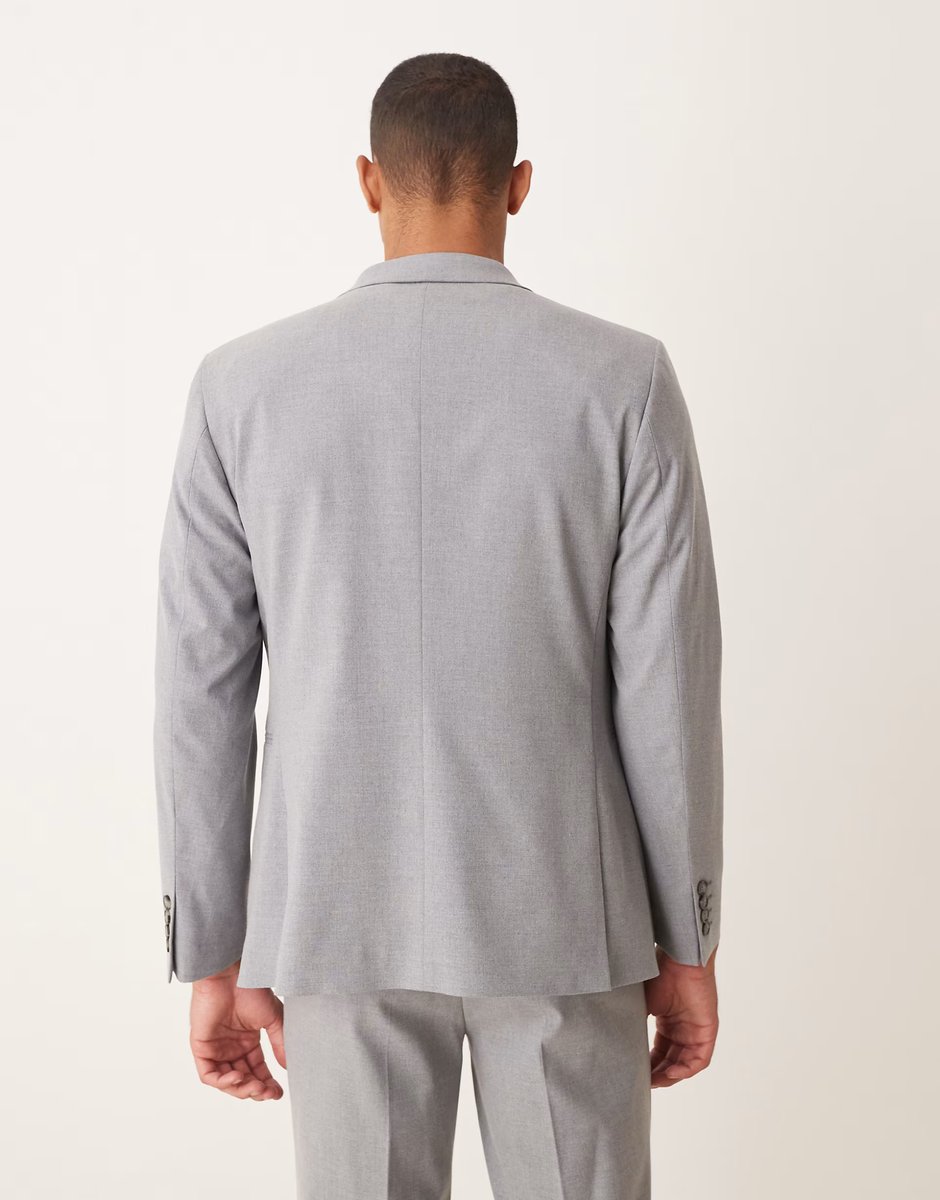 ASOS ASOS DESIGN double breasted slim suit jacket in grey - 3
