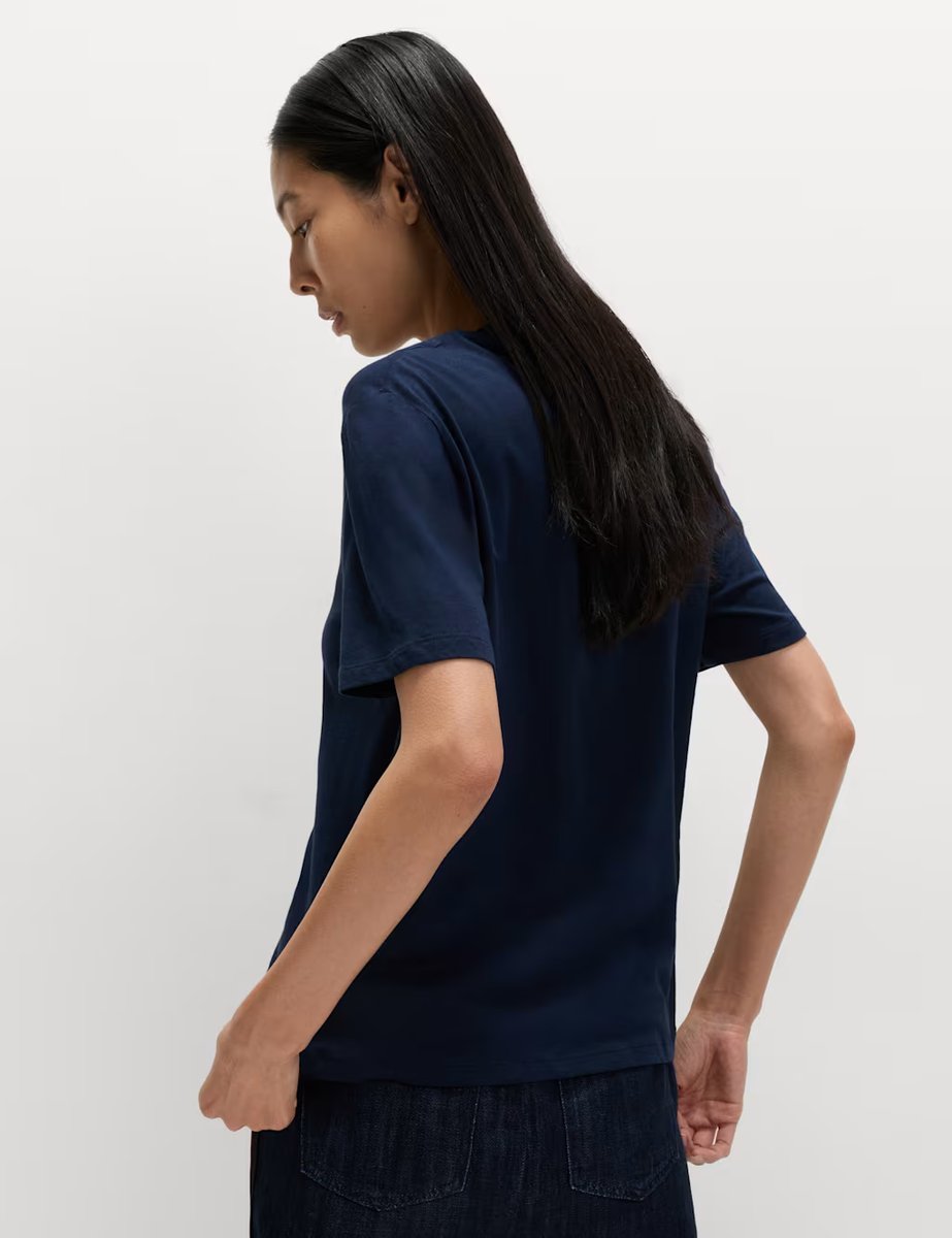 Marks & Spencer M&S Cotton Modal Relaxed T-Shirt Navy - 2