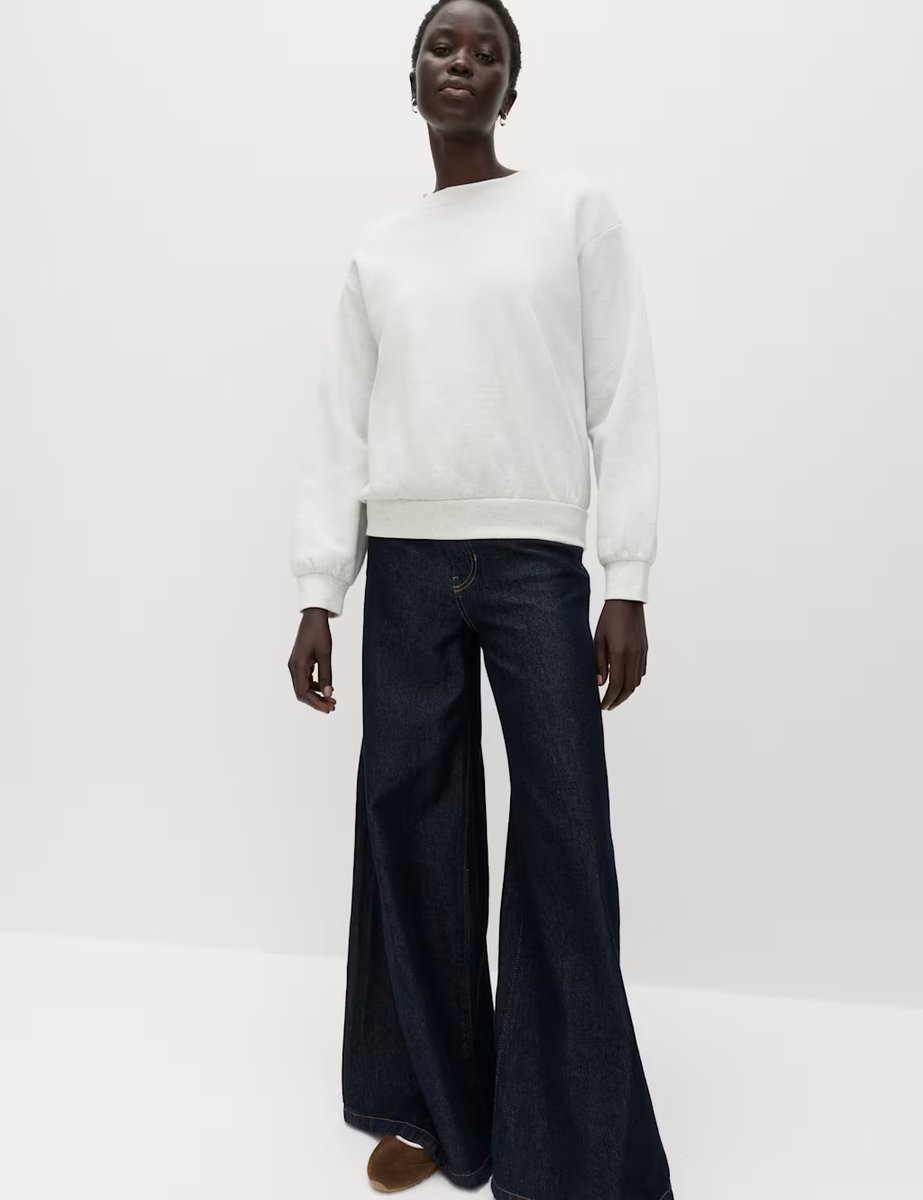 Marks & Spencer M&S 2 Pack Cotton Rich Crew Neck Sweatshirts Black/Grey - 4