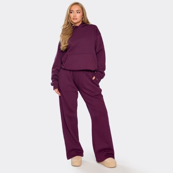 EGO Mid Rise Straight Leg Joggers In Plum, Women's Size UK 6
