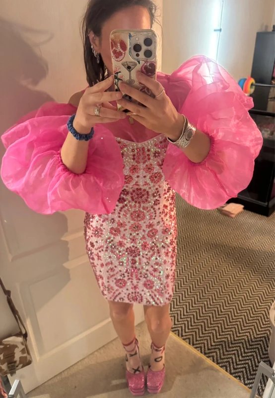 ASOS ASOS Luxe Pink Heavyweight Embellished Sequin Mini Christmas Party Dress - 2