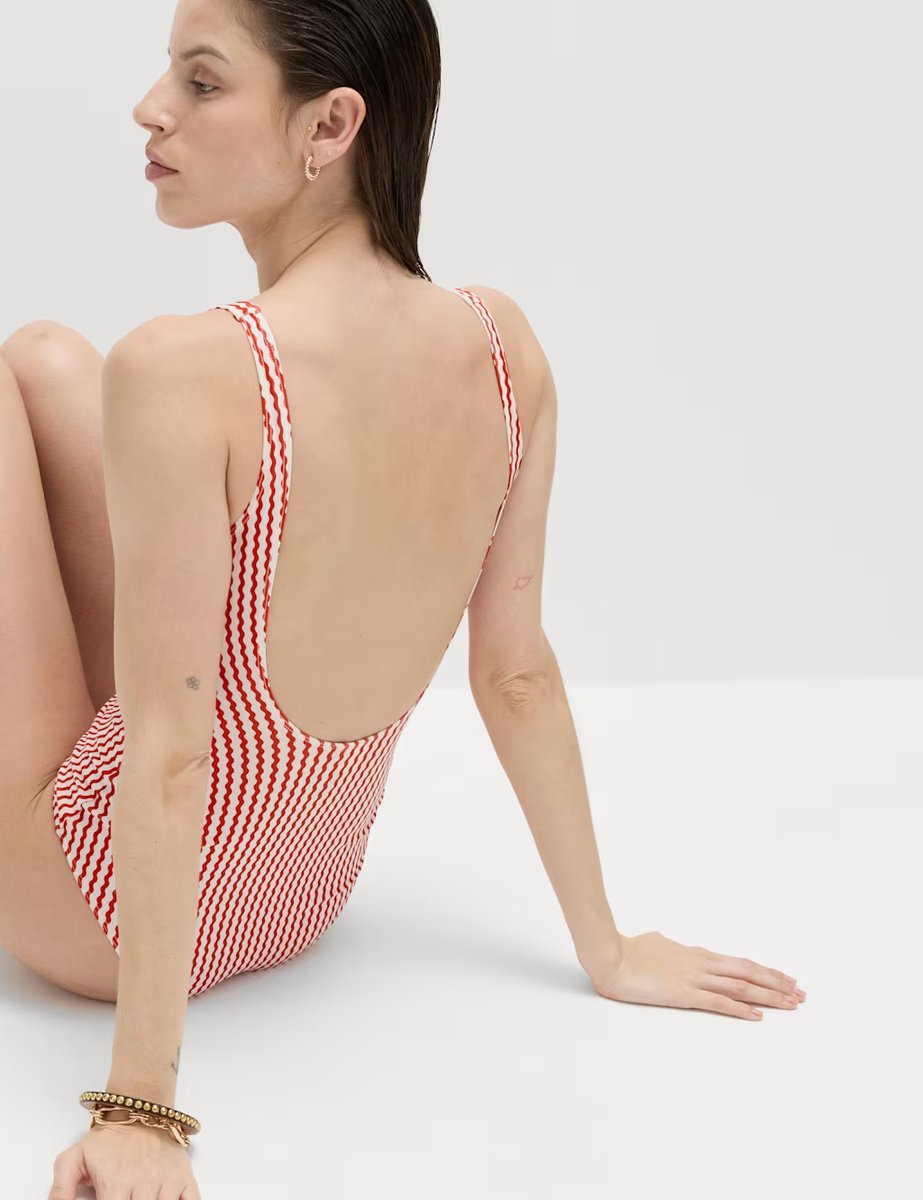 Marks & Spencer M&S Printed Scoop Neck Swimsuit Red Mix - 2