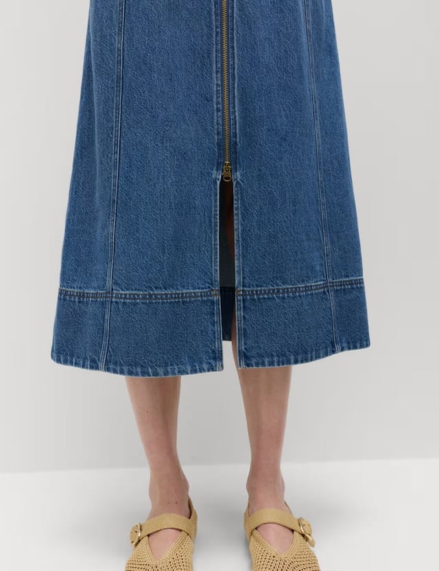 Marks & Spencer M&S Denim Puff Sleeve Midi Waisted Dress Denim - 3