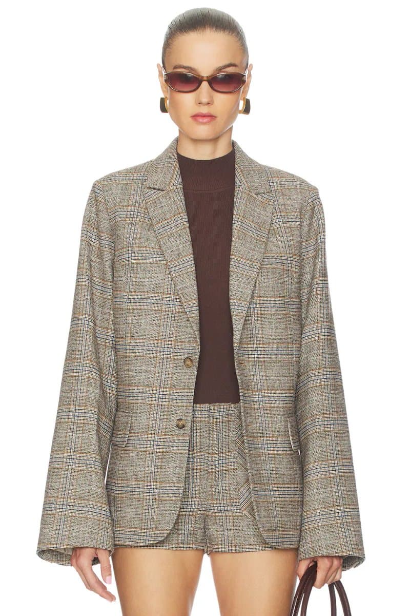 revolve Oversized Tartan Blazer