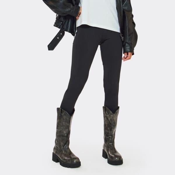 EGO Seriously Chunky Sole Mid Calf Western Biker Boot In Distressed Black Faux Leather, Women's Size UK 3