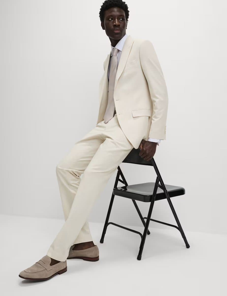 Marks & Spencer M&S Slim Fit Stretch Suit Trousers Stone