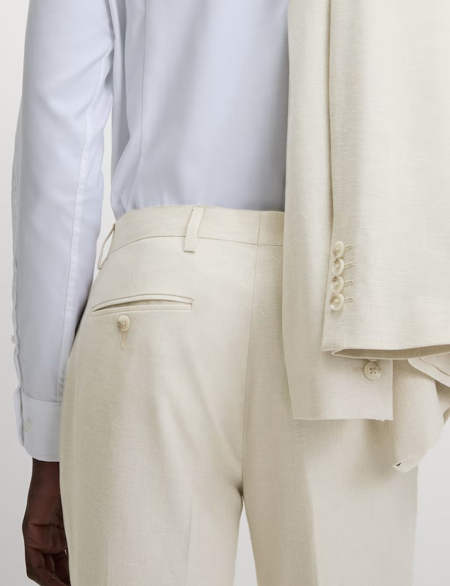 Marks & Spencer M&S Slim Fit Stretch Suit Trousers Stone - 4