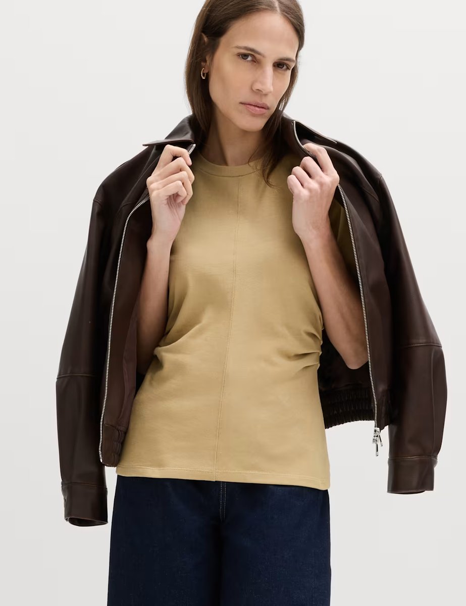 Marks & Spencer M&S Pure Cotton Waisted T-Shirt Caramel - 2