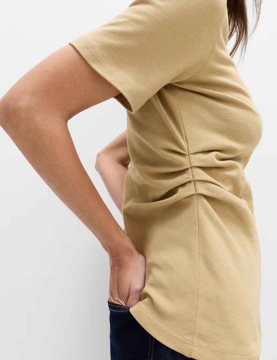 Marks & Spencer M&S Pure Cotton Waisted T-Shirt Caramel - 4