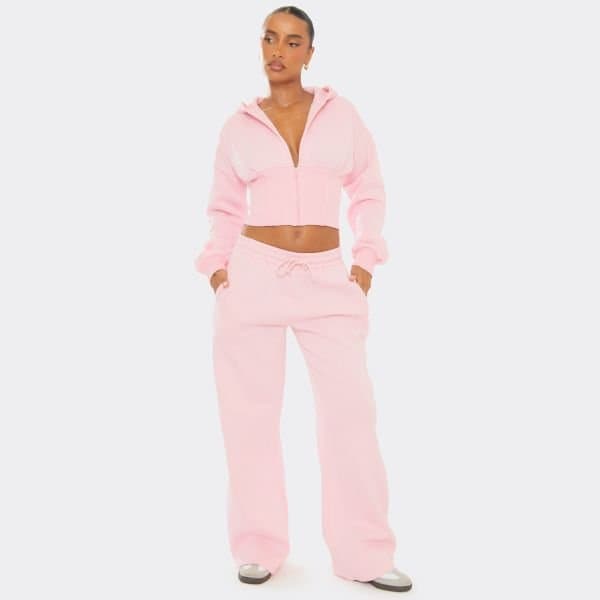 EGO EGO Pink Drawstring Wide Leg Joggers in Pink