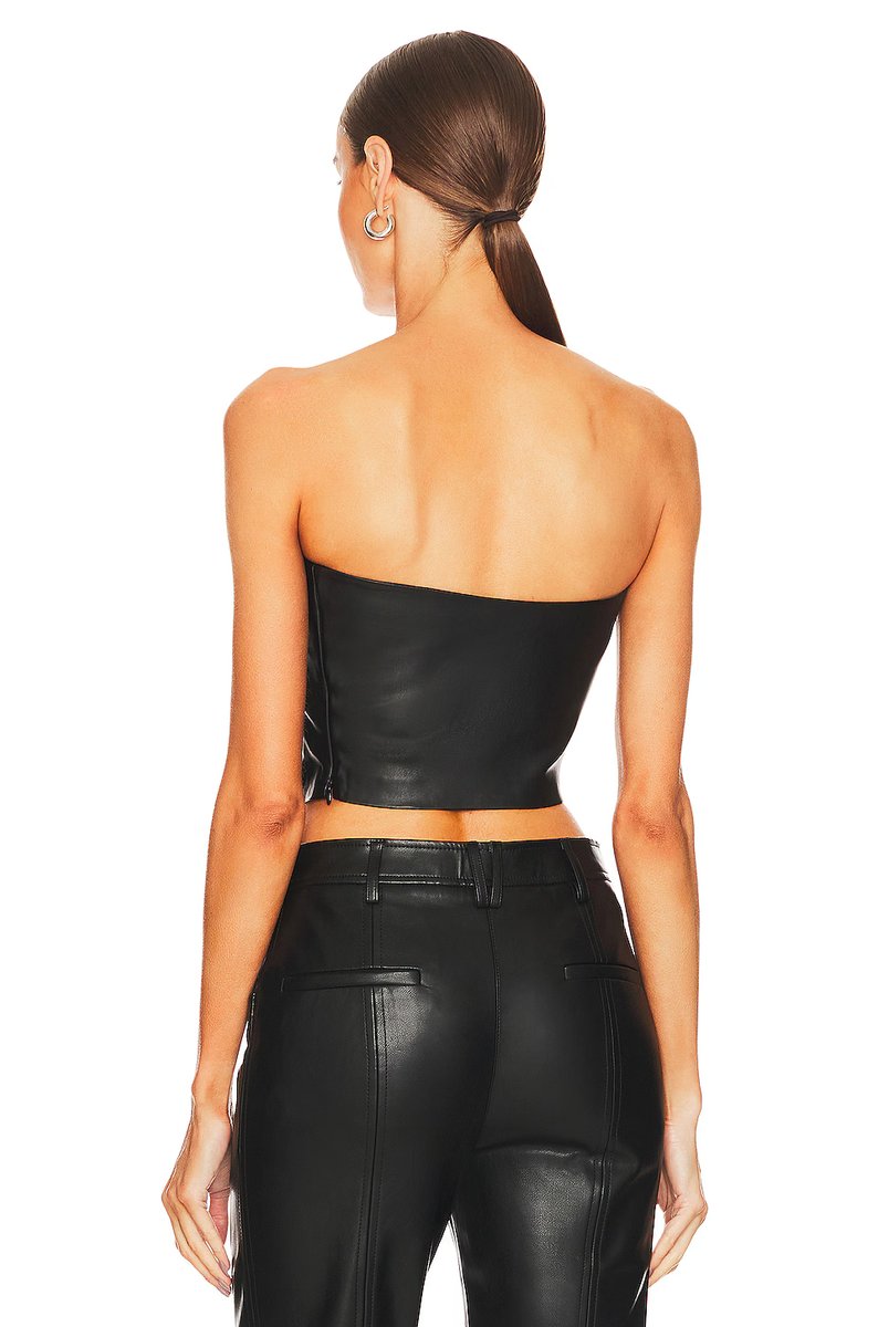 revolve Faux Leather Crop Tube Top - 3