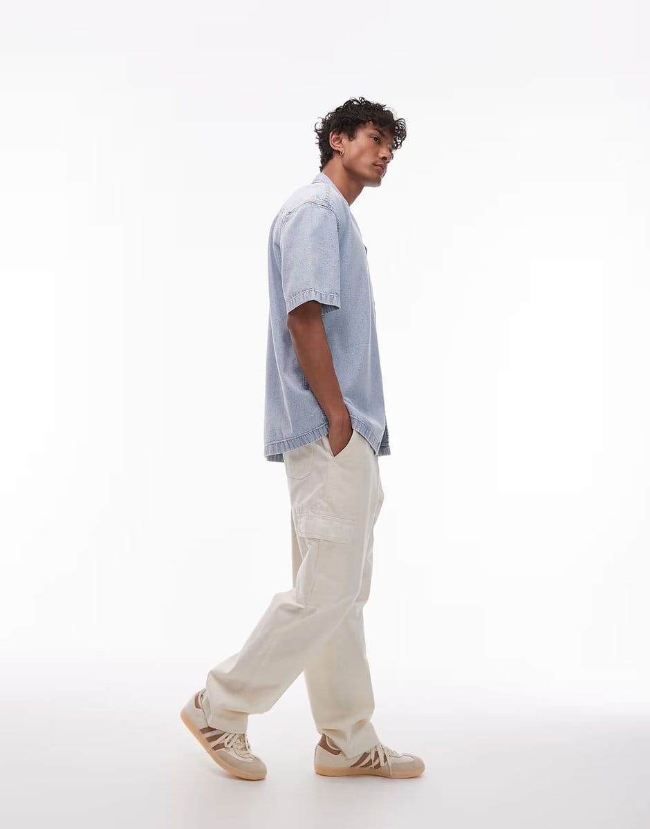 ASOS Tommy Jeans denim bowler shirt in light wash - 4