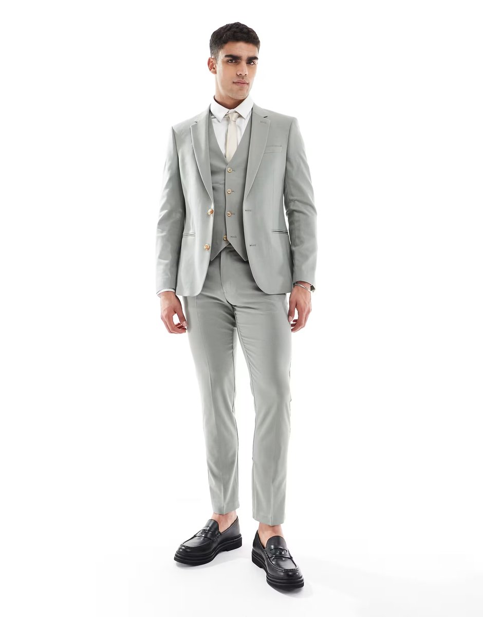 ASOS ASOS DESIGN skinny suit jacket in light green - 3