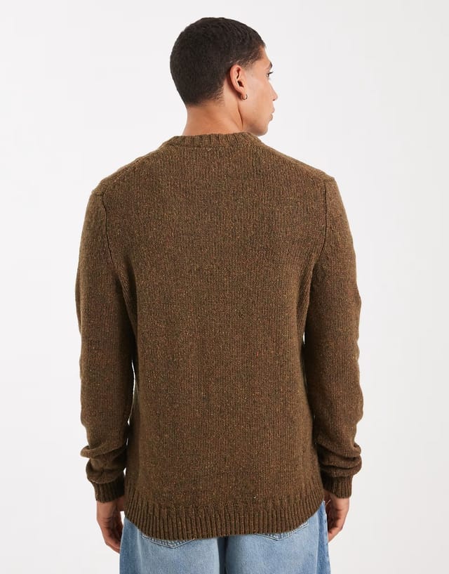 ASOS ONLY & SONS crew neck knit jumper in speckled olive - 3