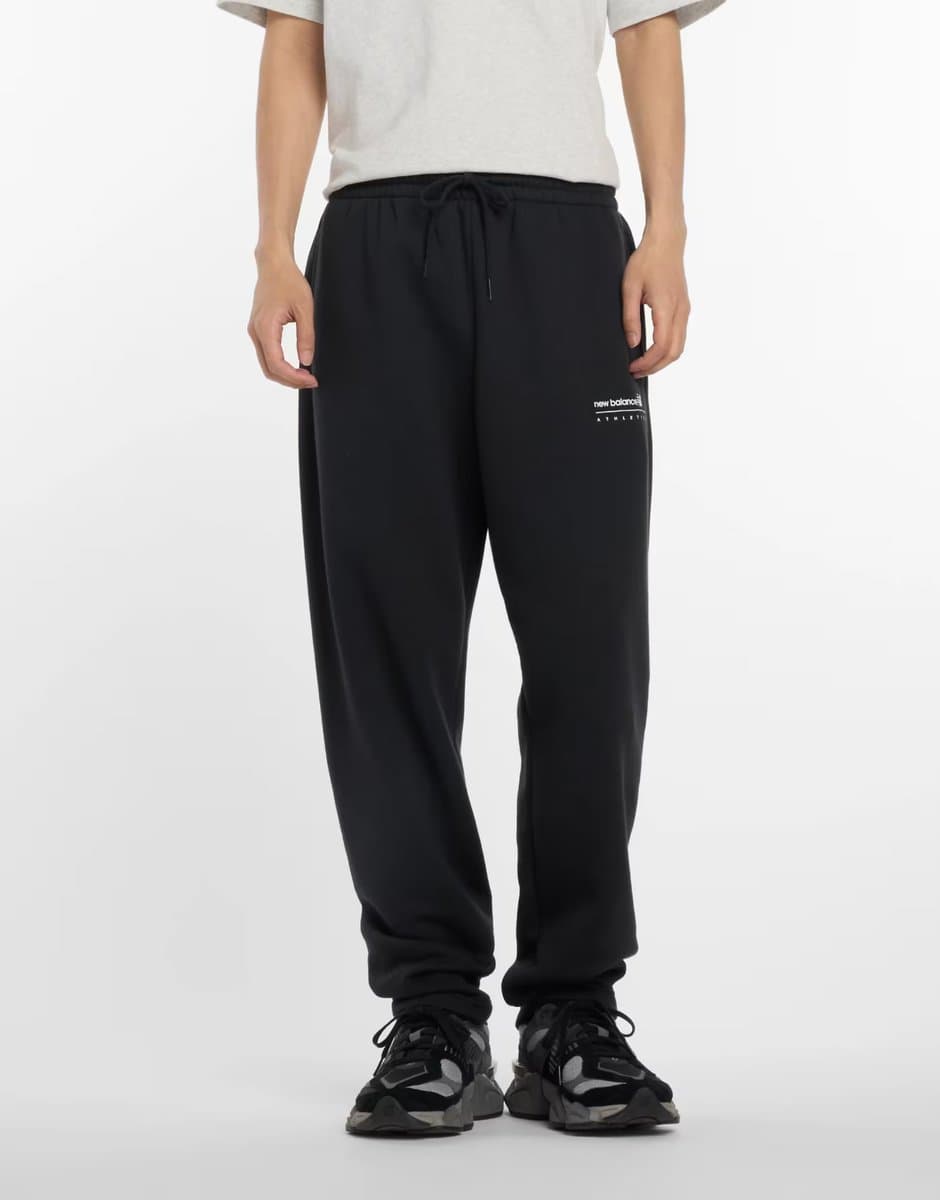 ASOS New Balance Linear graphic fleece pant in black