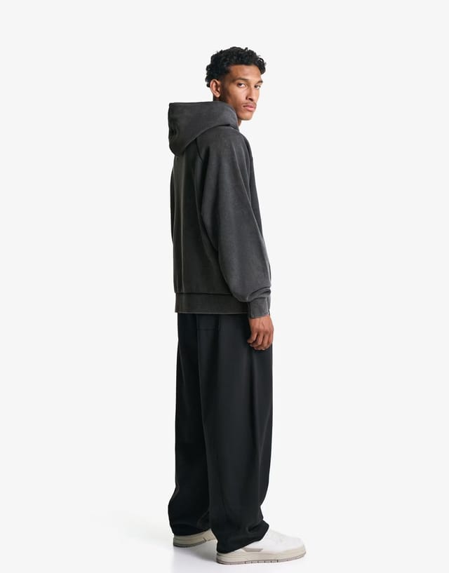 ASOS Bershka Boxy fit hoodie in black&white - 2