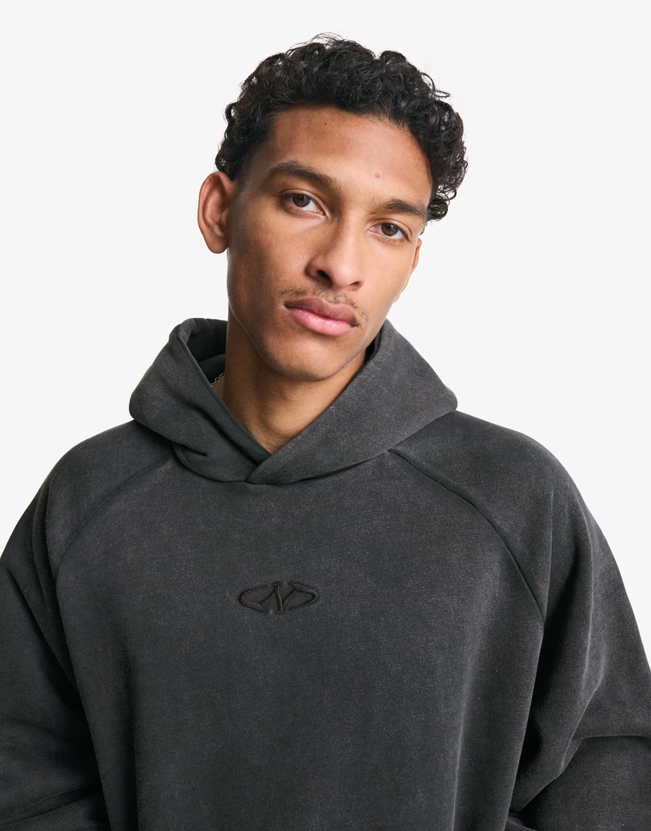 ASOS Bershka Boxy fit hoodie in black&white - 3