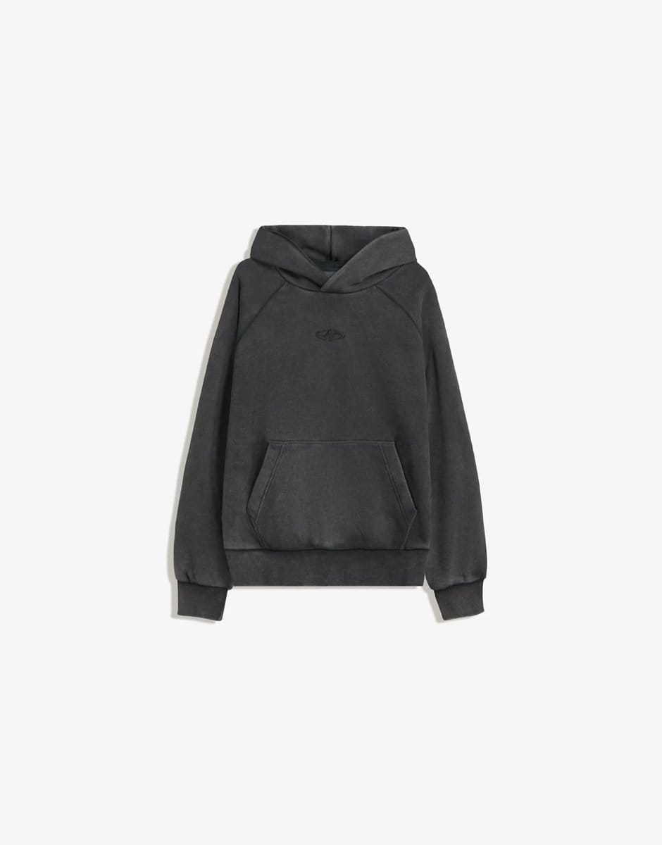 ASOS Bershka Boxy fit hoodie in black&white - 4