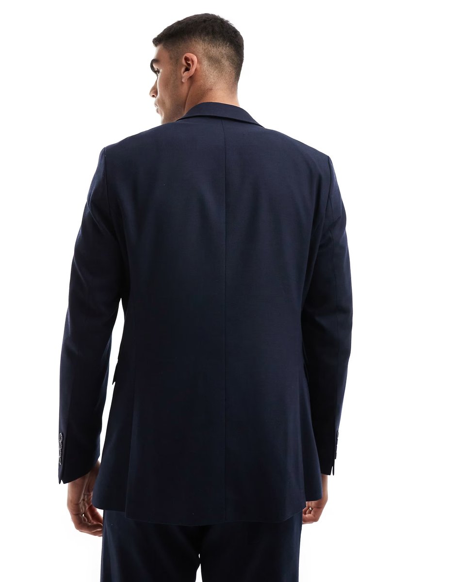 ASOS Selected wool blend slim fit suit jacket in navy - 2