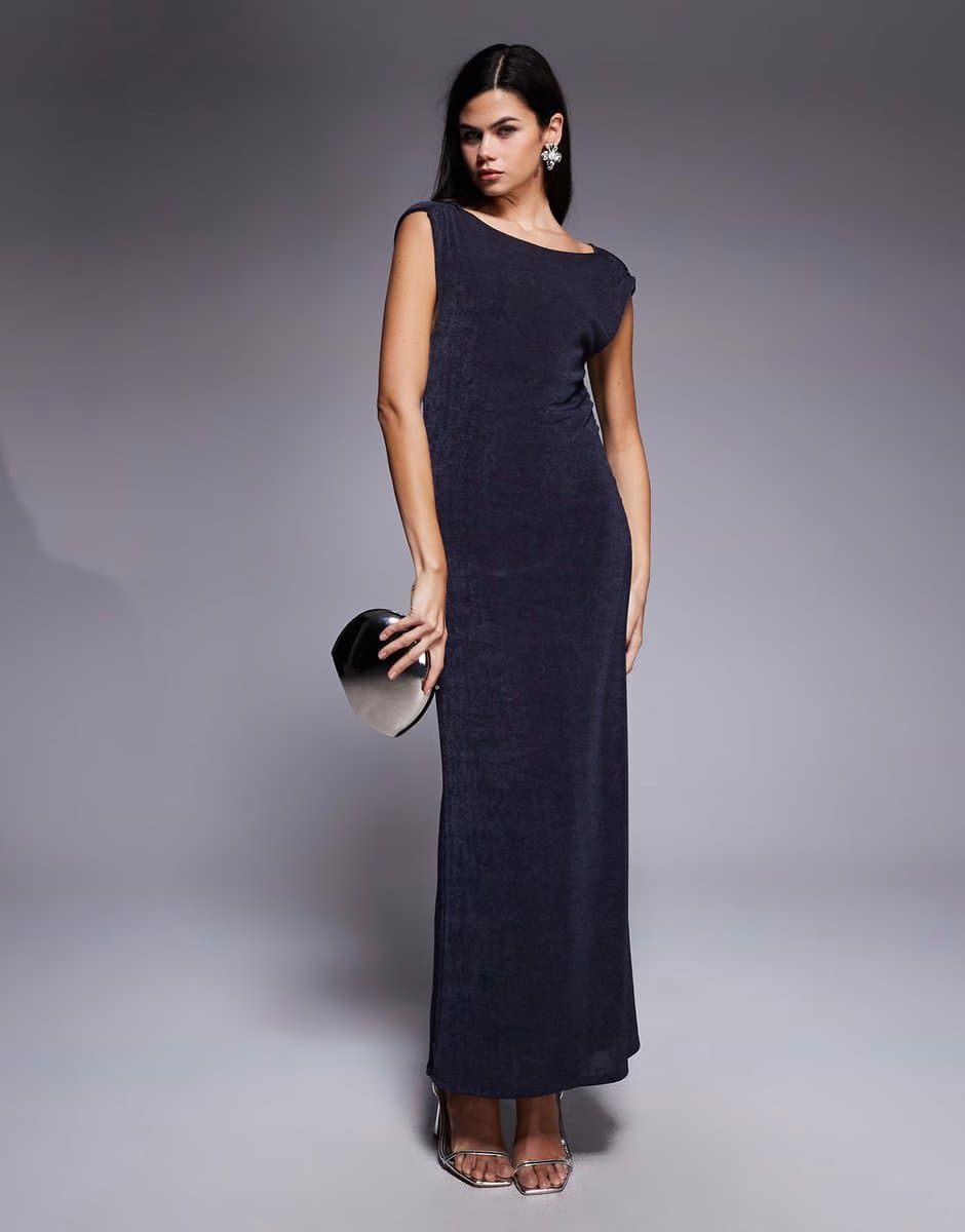 ASOS ASOS DESIGN highneck cowl back detail maxi dress in slinky