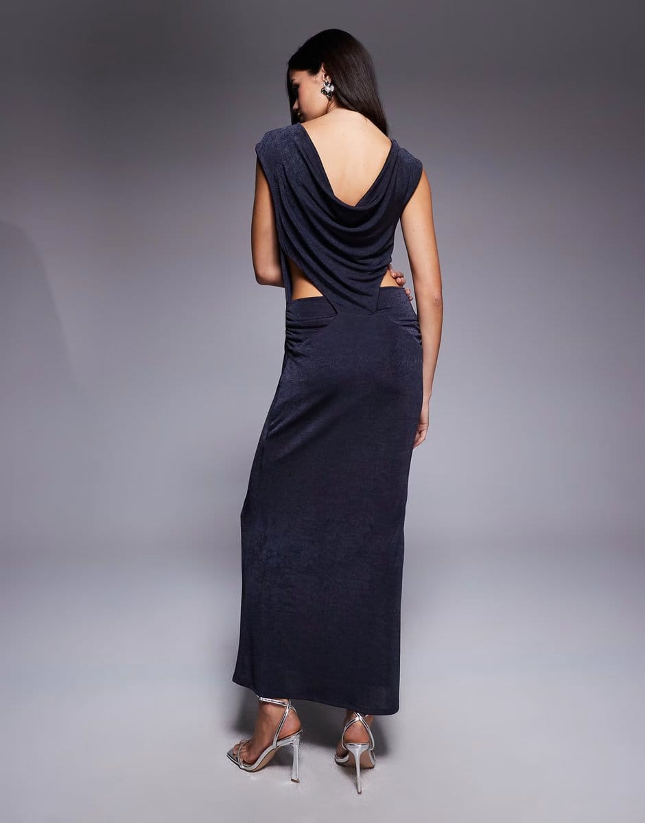 ASOS ASOS DESIGN highneck cowl back detail maxi dress in slinky - 4