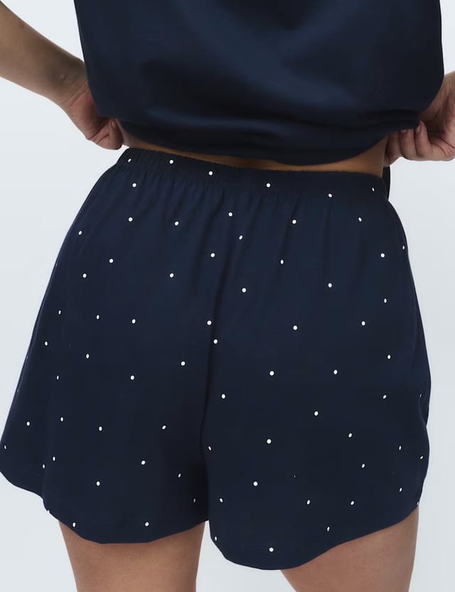 Marks & Spencer M&S Cotton Rich Printed Shortie Set Navy Mix - 2