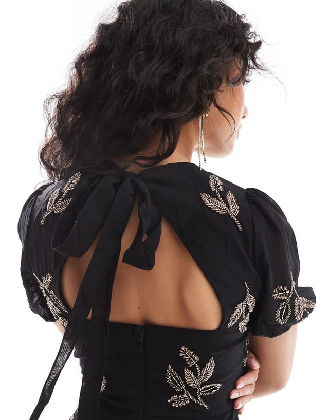 ASOS Maya Embellished open back maxi dress in black - 3