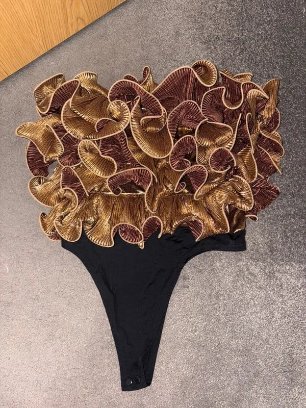 ASOS Gold ruffle body suit asos luxe - 2